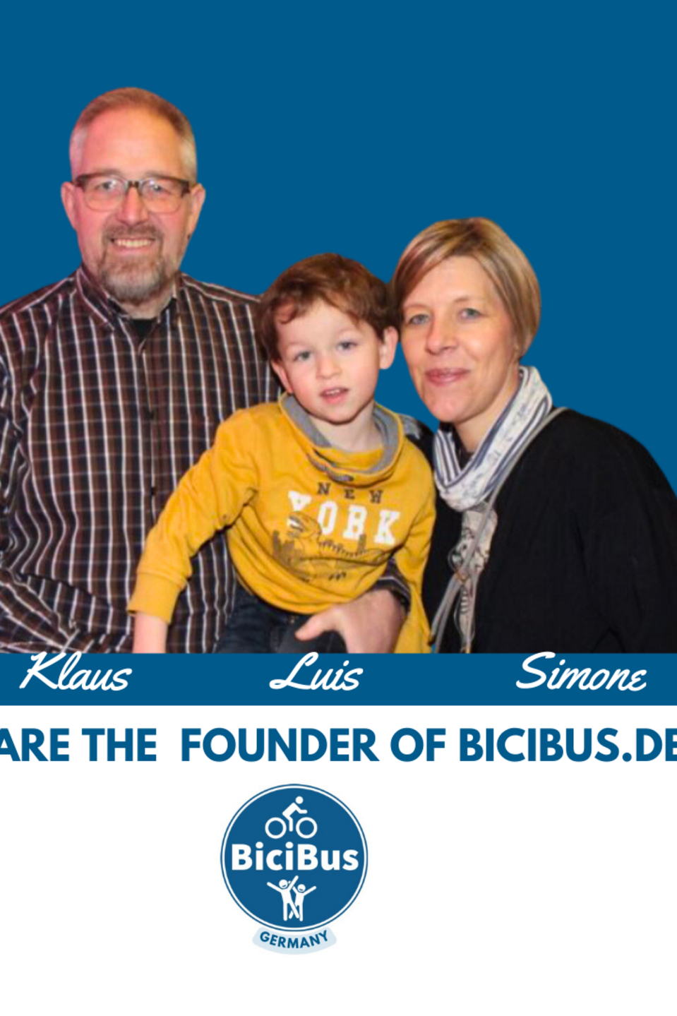 Interview Fahrradbus: Simone und Klaus Markl Simone und Klaus Markl mit ihrem Sohn.